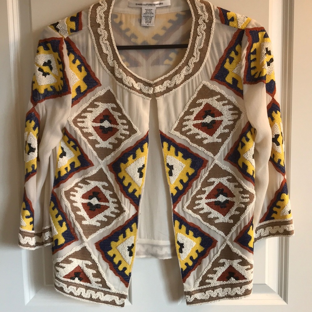 Diane von Furstenberg 100% silk jacket.